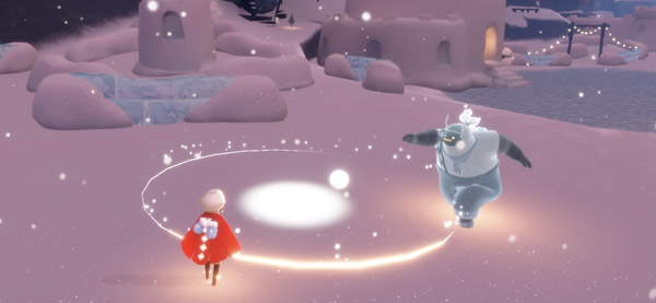 誰かに雪玉を投げる